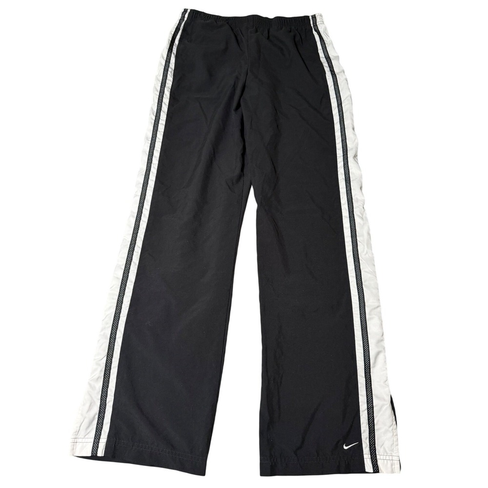 Nike Vintage Track Pants‎ Black White Side Stripe Mesh Wide Leg Mens Medium